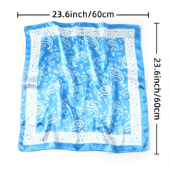 Stars Print Square Scarf Satin Bandana Neckerchief Women Silk Head Wrap