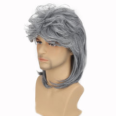 Men's Grey Curved Cropped Wig