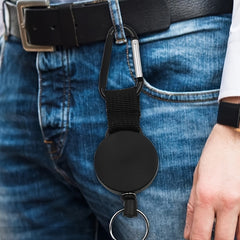 Retractable Anti-theft Keychain with Steel Wire Rope Carabiner