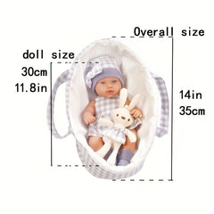 14 Inch Doll Sleeping Bag Silicone Plaid Hat Accessories