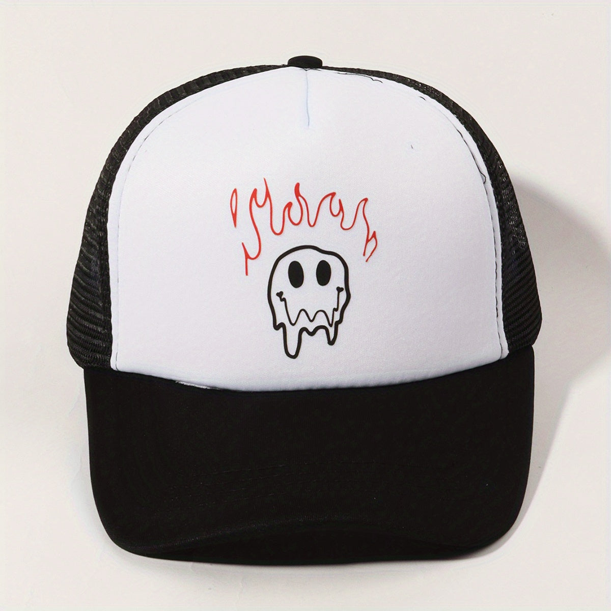 Burning Smiling Face Trucker Hat Unisex Baseball Cap