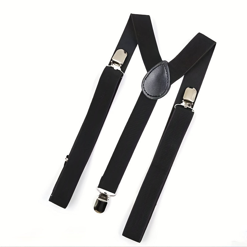 Y Back Suspenders Elastic Adjustable Pant Clips