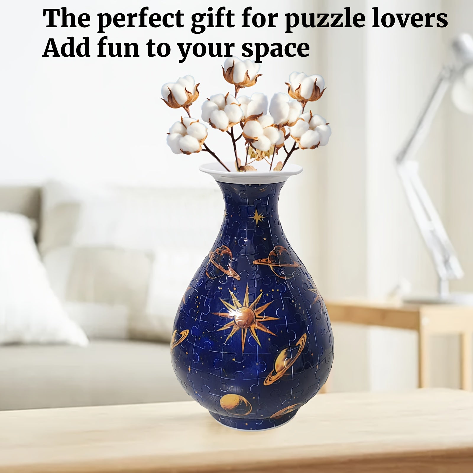 Golden Marble Pattern 3D Jigsaw Puzzle Vase for Adults