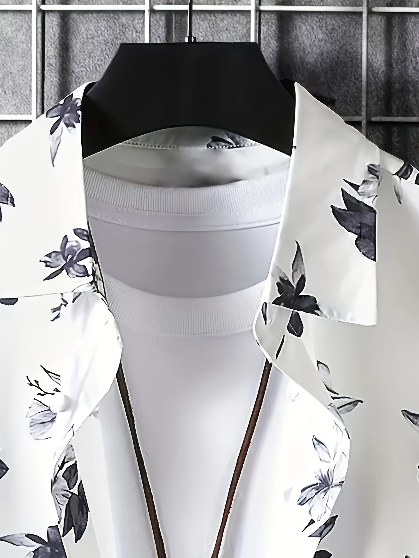 Men's Floral Graphic Lapel Shirt Casual Button Up Short Sleeve Shirt