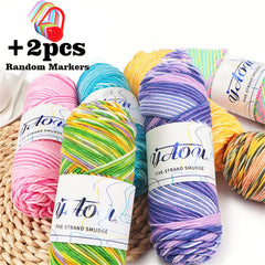 100g Multicolor Yarn, 2 Markers Crochet Yarn 5mm 200meters