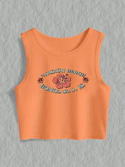Letter Print Sleeveless Tank Top for Women