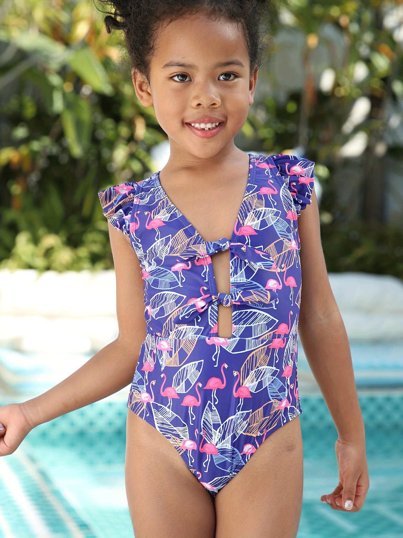 Toddler Girls Flamingo Ruffle Trim Swimsuit Kids Summer Beach Clothes