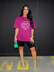Letter Print Two piece Set T shirt & Biker Shorts Outfit