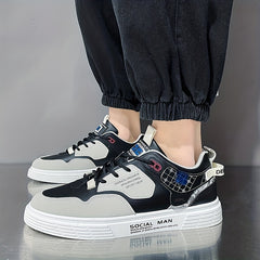 Men's Block Lace Up Skate Shoes Lightweight Comfy Non slip Sneakers