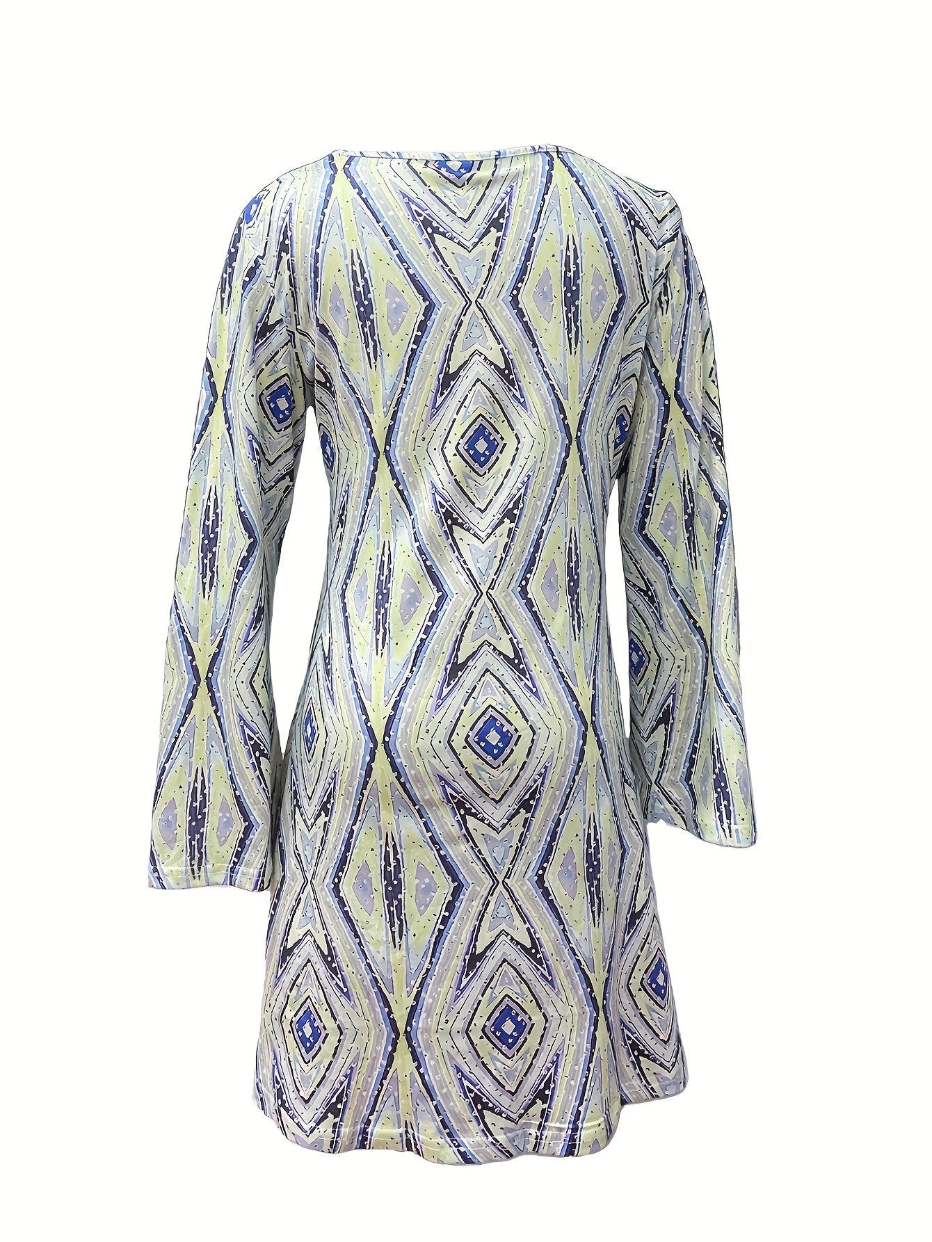 Disco Dress Women's Geo Print Bell Sleeve Mini Dress