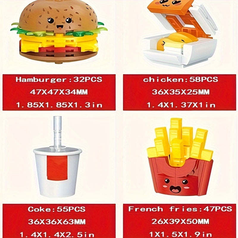 261pcs Burger Fries Chicken Building Block Toys
