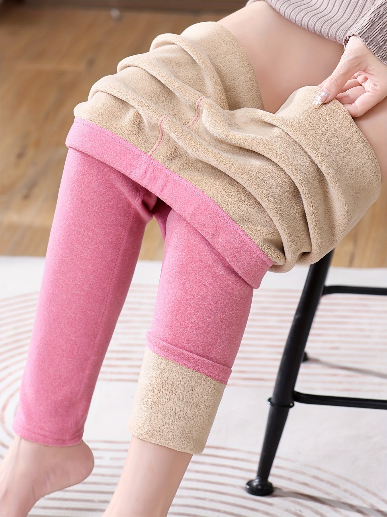 Plush Lined Thermal Pants Soft & Comfy Slim Elastic Tights