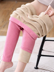 Plush Lined Thermal Pants Soft & Comfy Slim Elastic Tights