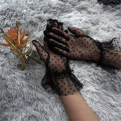 Transparent Dot Mesh Gloves Sunscreen Lace Gloves