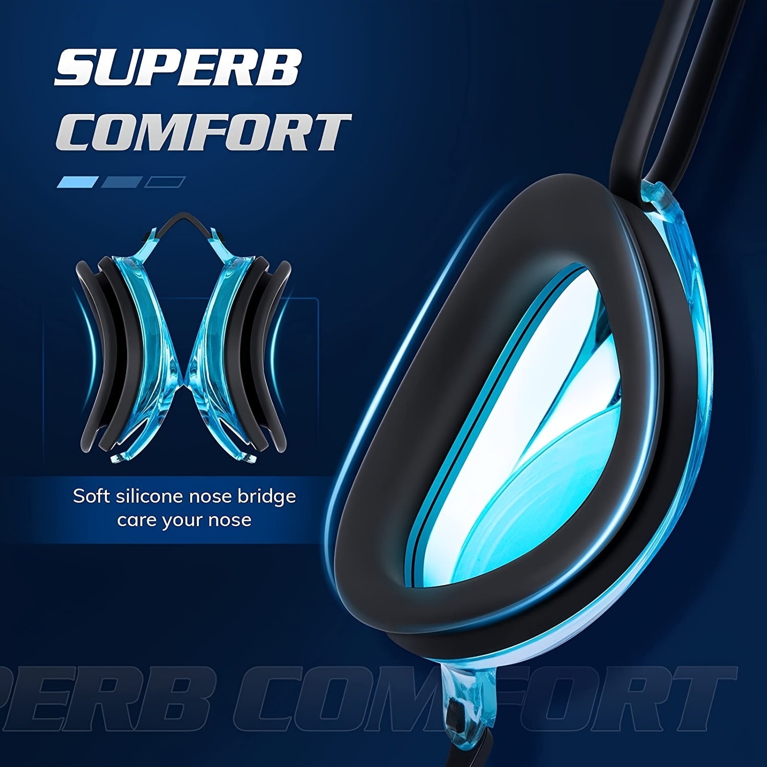 Anti-fog Swimming Goggle Comfortable Nose Bridge Clear View