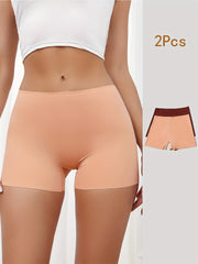 2pcs Solid Boyshort Panties Soft Stretch Women's Lingerie & Underwear