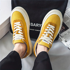 Men's Distressed Canvas Skate Shoes Lace Up Outdoor Sneakers