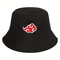 Red Cloud Embroidery Bucket Hat Anime Basin Hat Lightweight Casual Fisherman Cap