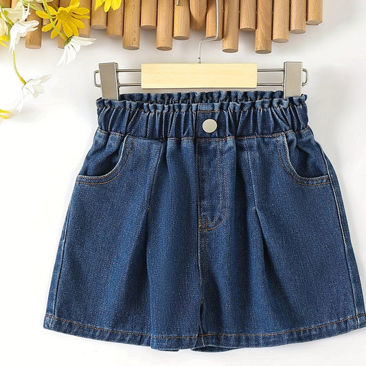 Girls Flower Bouquet Shaped Denim Shorts