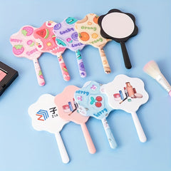 2pcs Cartoon Print Hand Mirror Floral Makeup Vanity Mirror for Girls Women Gift