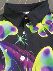 Men's Butterfly & Flower Print Casual Shirt