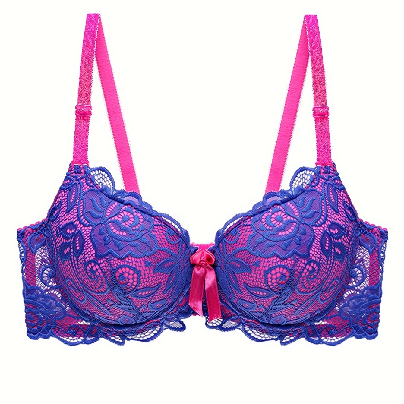 Lace Push Up Bra Colorblock Bow Women's Lingerie
