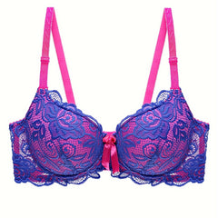 Lace Push Up Bra Colorblock Bow Women's Lingerie
