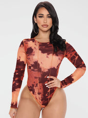Y2K Tie Dye Long Sleeve Bodycon Bodysuit