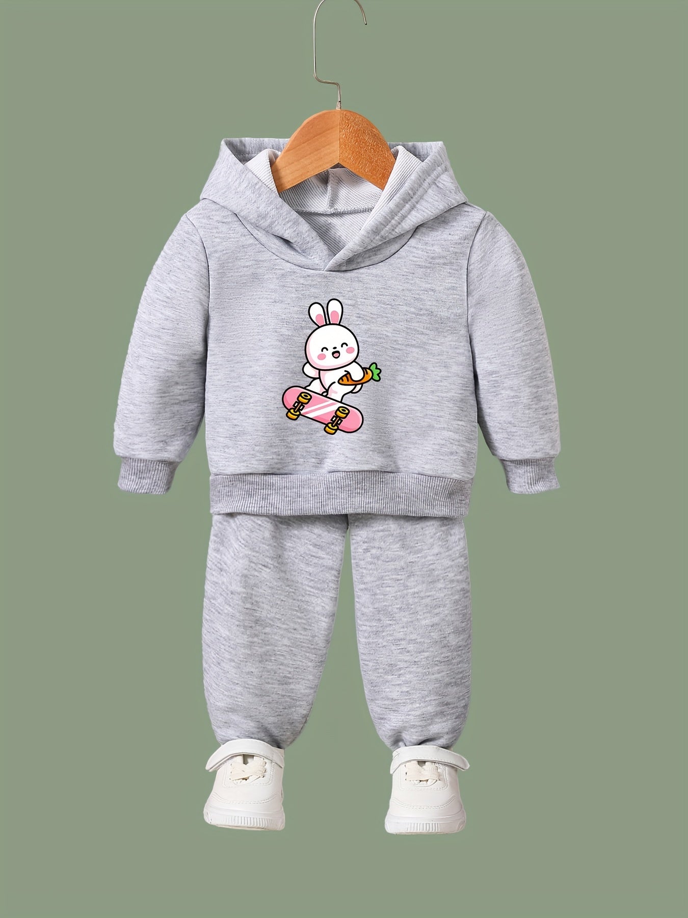 OERYUI Skate Bunny Hooded Pullover Pants Set - Sports Spring Fall Gift