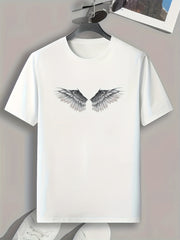 Wings Print Men's Comfy Tee Active Stretch Breathable T-shirt