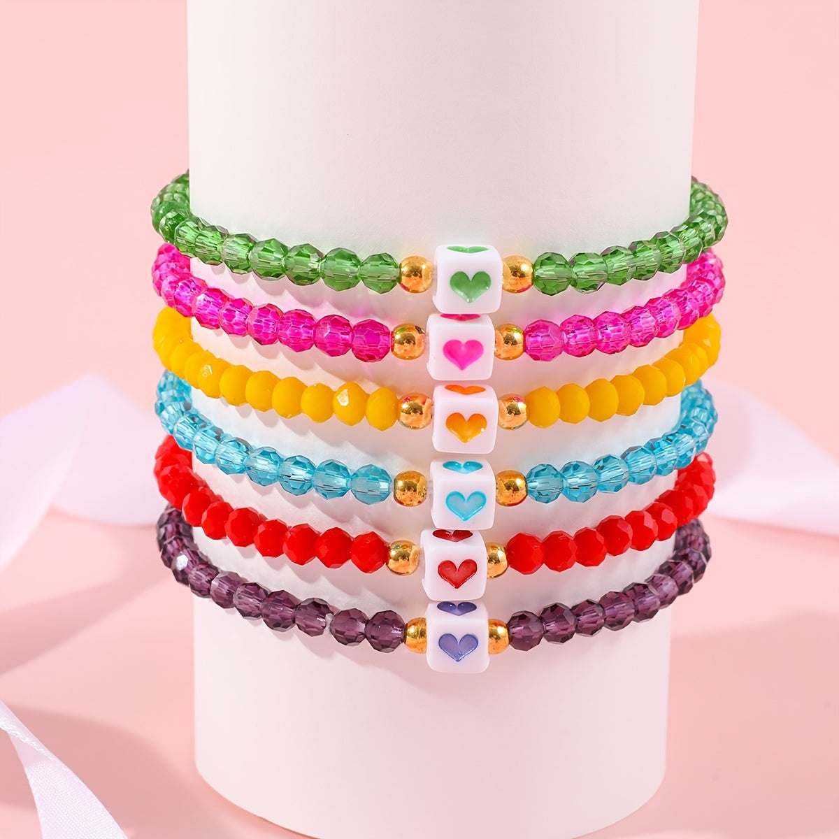 Kids Stained Glass Beads Bracelet for Everyday Wear and Party