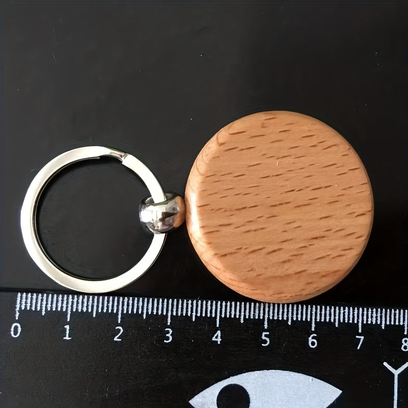 Beech Wood Keychain Wooden Tag DIY Square Pendant