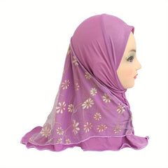 Splicing Mesh Ethnic Turban Worship Hat For Girls