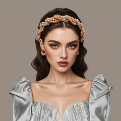 Vintage Inspired Bridal Headband with Pearl & Crystal Accents