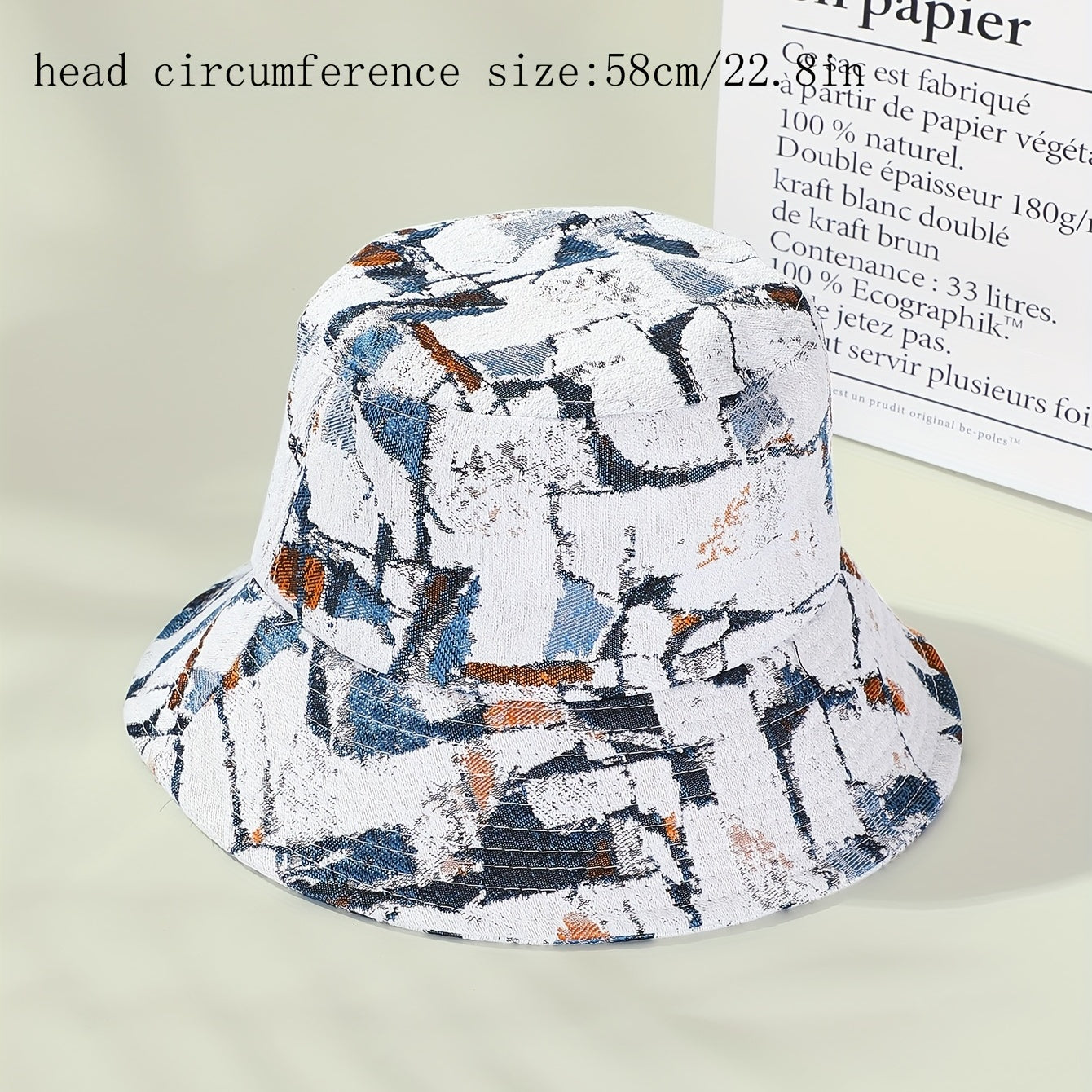 Vintage Graffiti Print Bucket Hat Lightweight Breathable