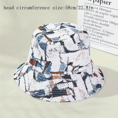 Vintage Graffiti Print Bucket Hat Lightweight Breathable