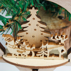 Elk Wooden Crafts Decorative Pendants Round Christmas Ornaments