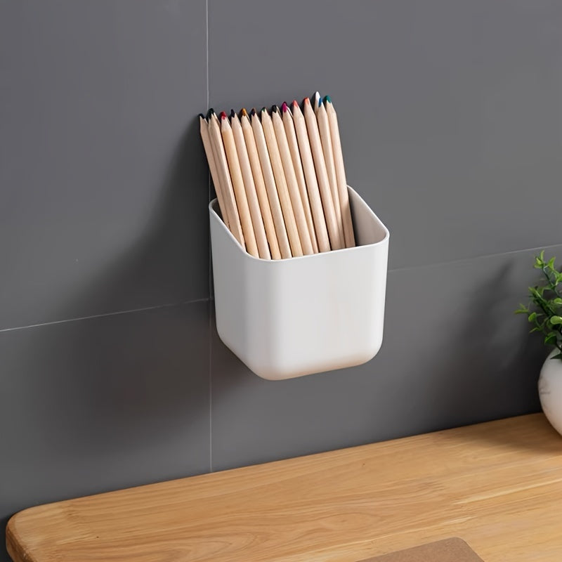 Office Wall Mounted Storage Box Pen Holder Large Capacity Adhesive Organizer