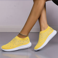 Women's Rhinestone Knitted Flats Slip On Shoes