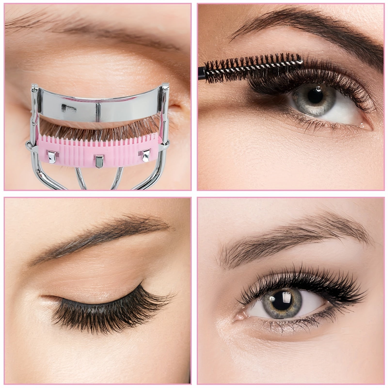 Long Lasting Eyelash Curlers Set with Built-In Comb and Eyebrow Brush