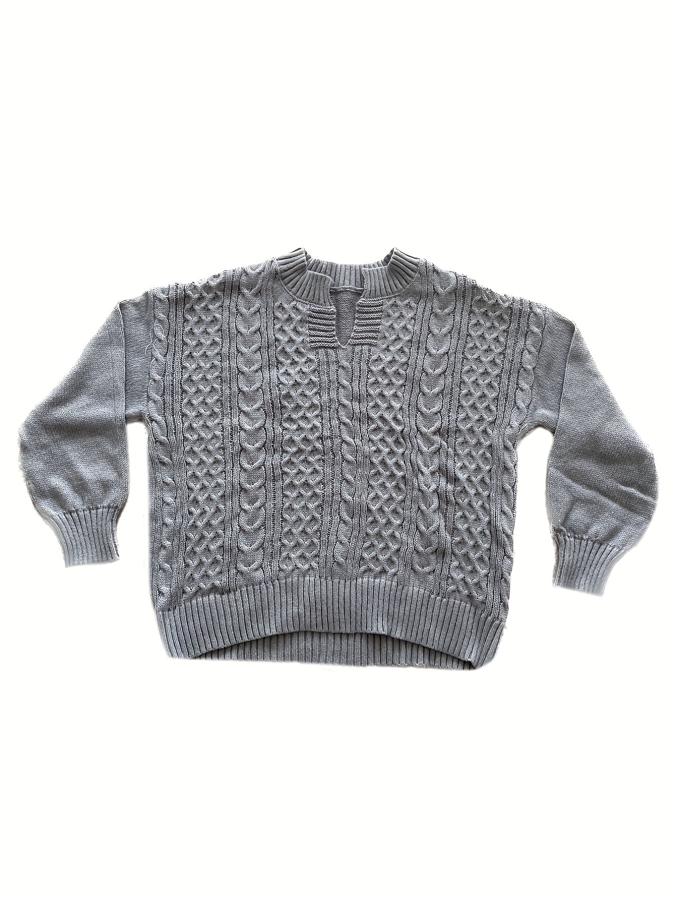Solid Jacquard Long Sleeve Sweater