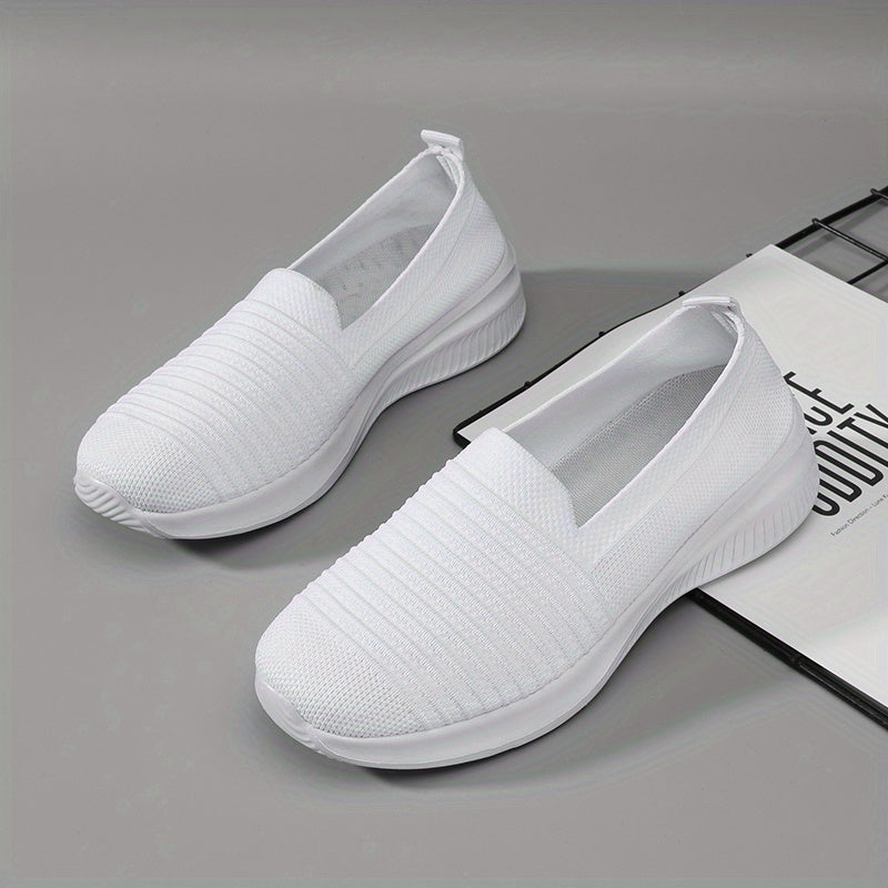 Women's Lightweight Slip On Outdoor Shoes Breathable Flying Woven Sneakers