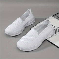 Women's Lightweight Slip On Outdoor Shoes Breathable Flying Woven Sneakers
