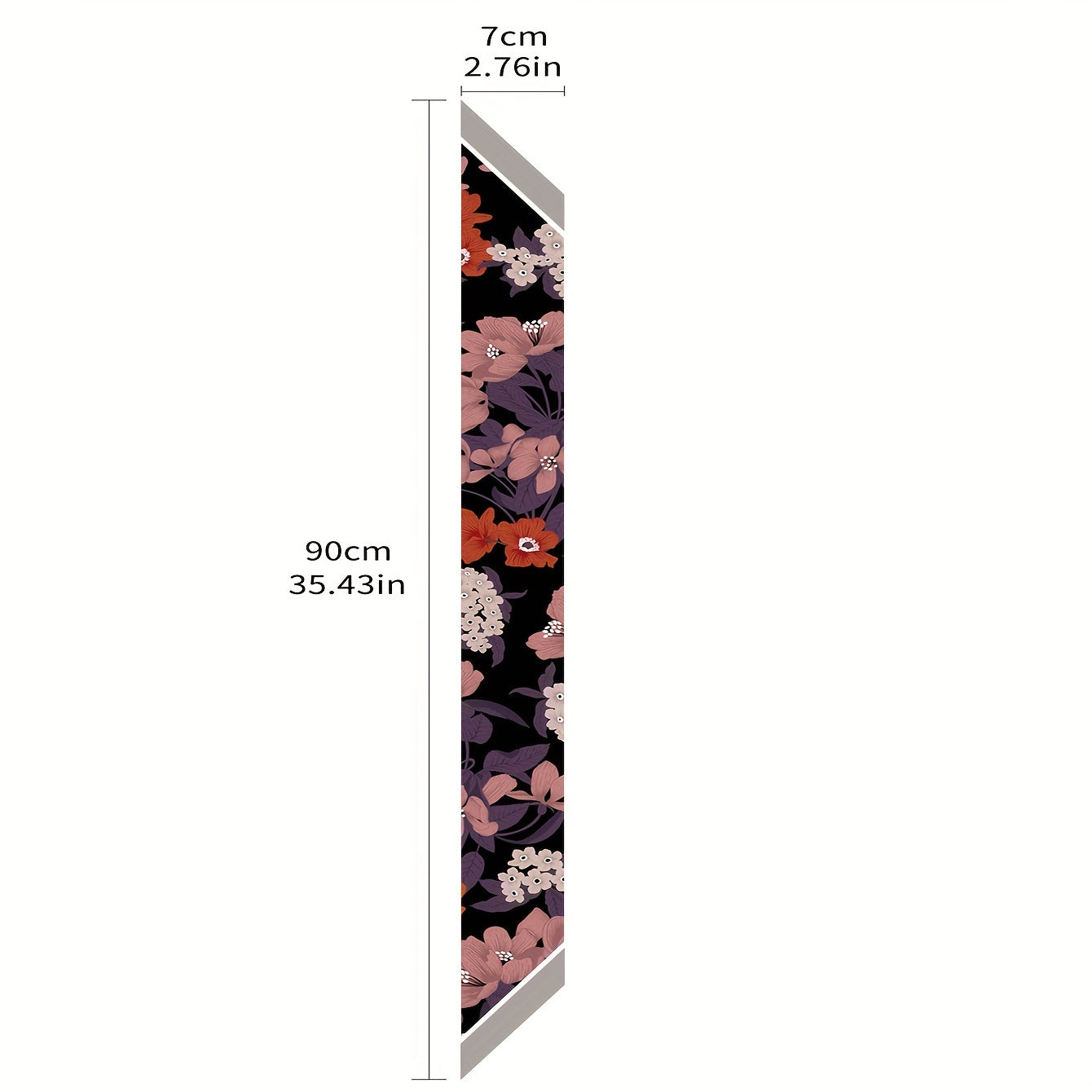 Brown Flower Print Skinny Scarf Vintage Silky Long Ribbon Neckerchief