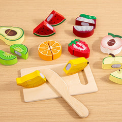 Colorful Wooden Food Cutting Toy Set for Kids