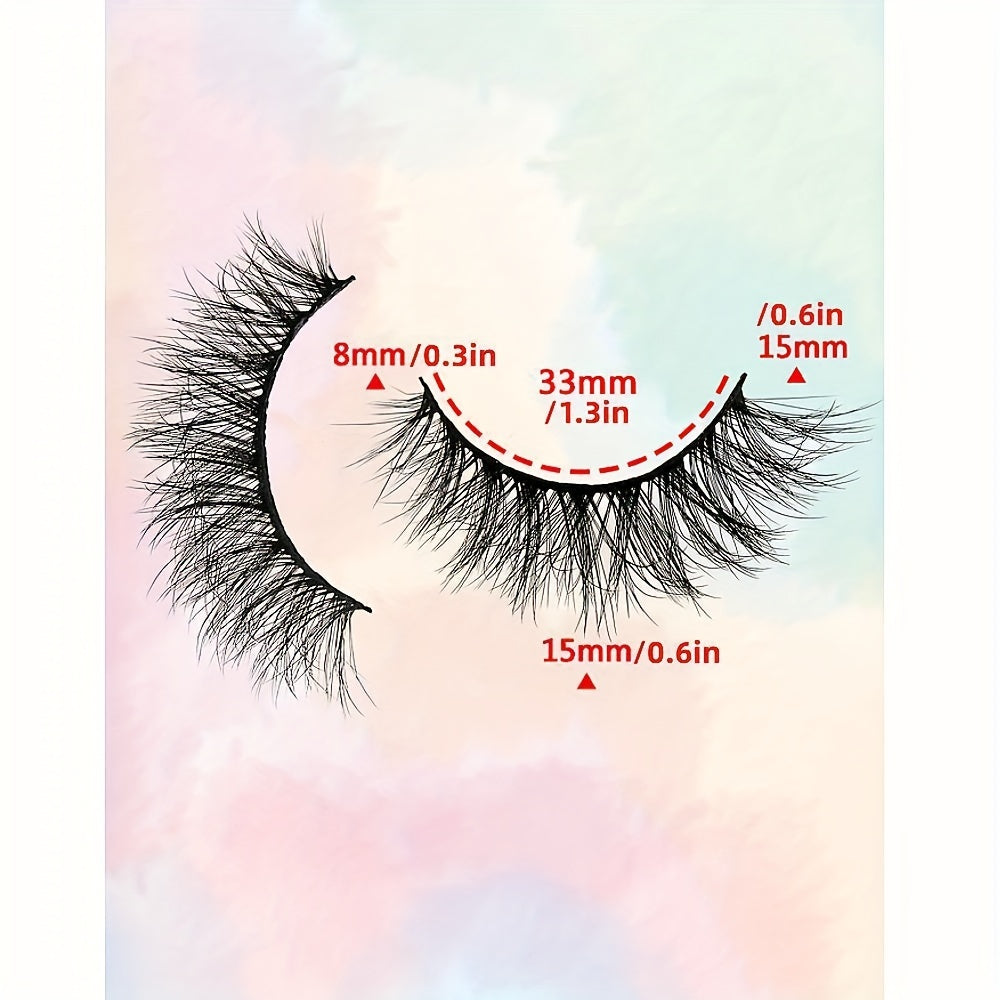 3 Pairs Fluffy 3D False Eyelashes Natural Look Wispy Reusable Lashes