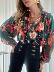 Tie Dye Lantern Sleeve Top