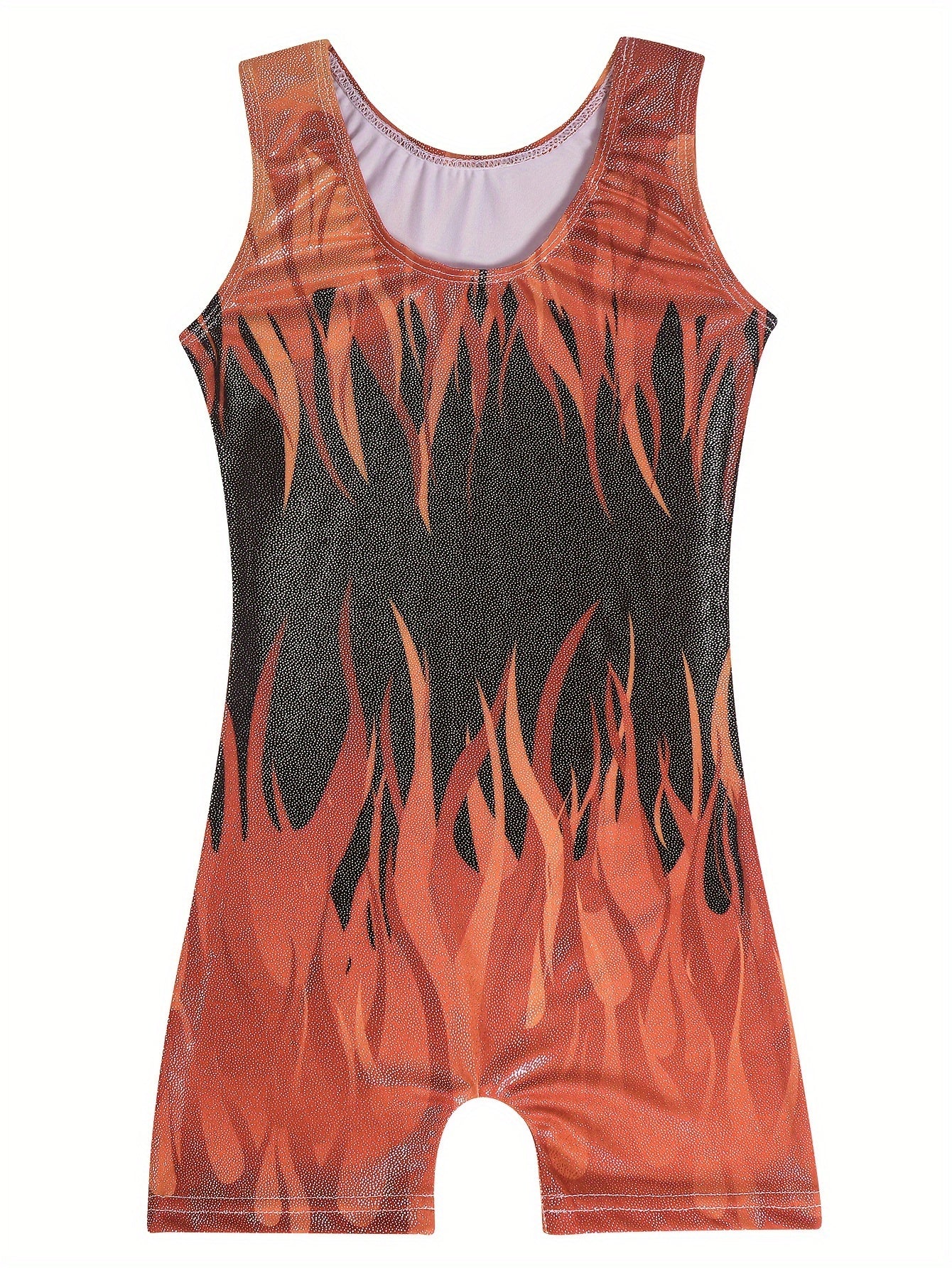 Flame Graphic Gymnastics Suit Ballet Leotard