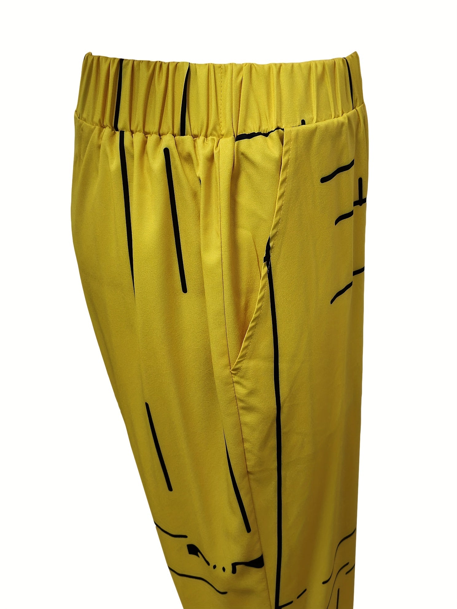 Abstract Print Two piece Set Crew Neck Tops & Wide Leg Pants