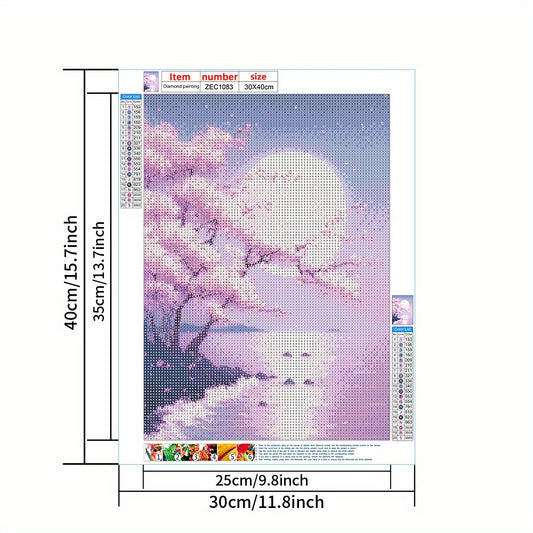 Cherry Flowers Moon River Diamond Painting DIY Adult Round Home Decor